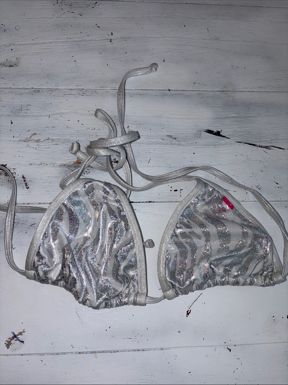 Chynna Dolls Bikini top silver NWOT large string